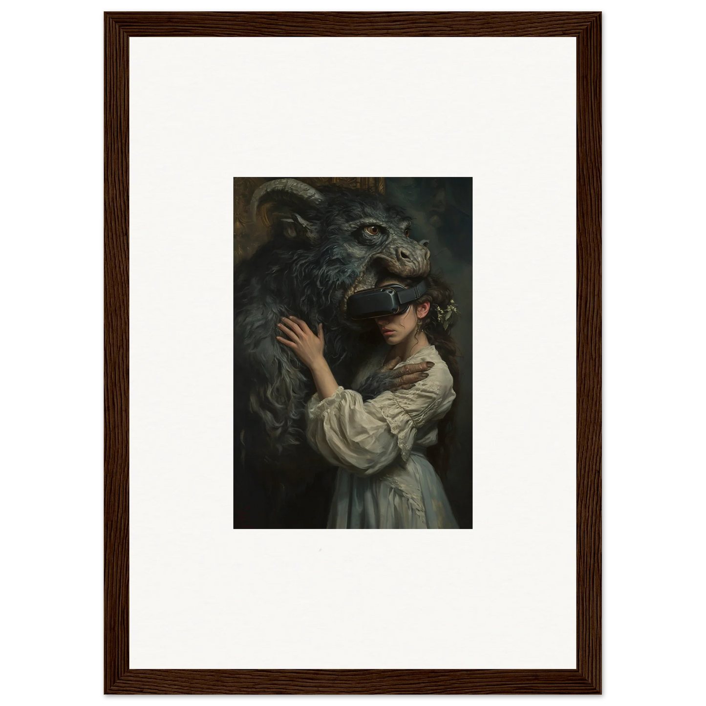 Dark dragon and figure in white dress in Love, Reality Monster special edition art™