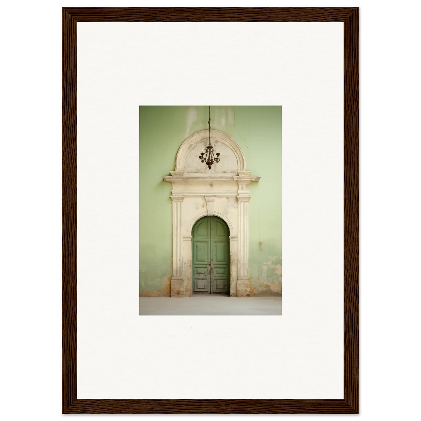 Ornate stone archway with green door from Thresholds Quiet Whisper special edition art™