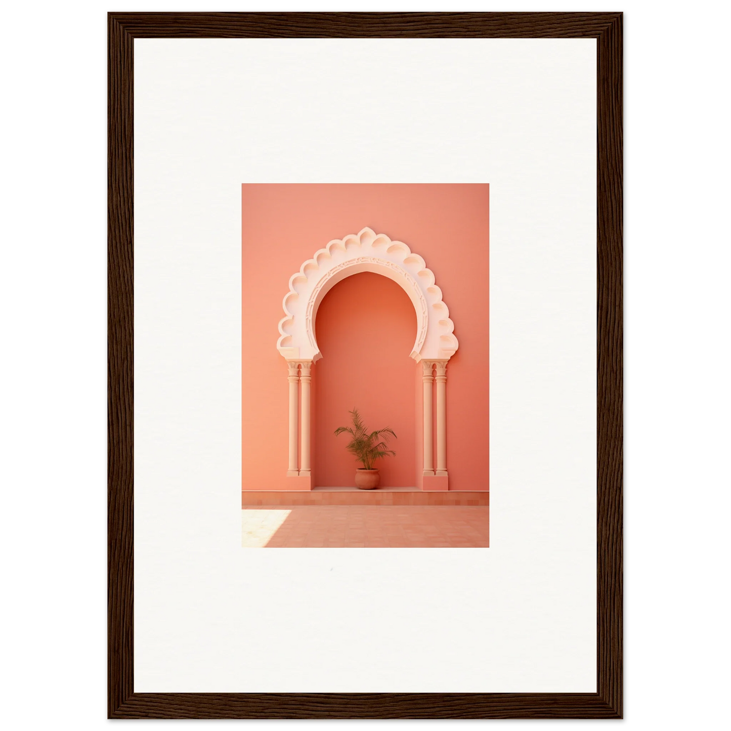 Decorative arched doorway with scalloped details under the Narco Échappatoire Portal art