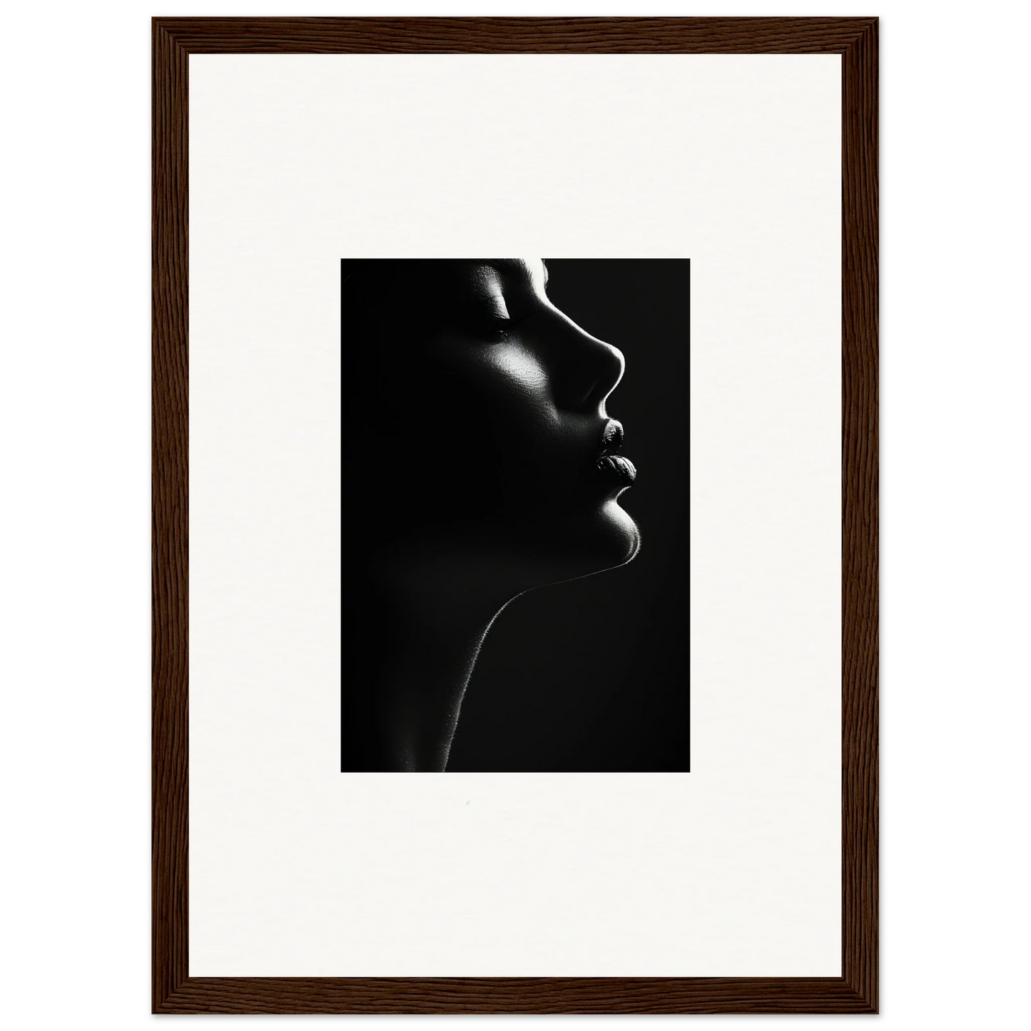 Dramatic black and white silhouette showcasing facial contours for Yin Space Reverie