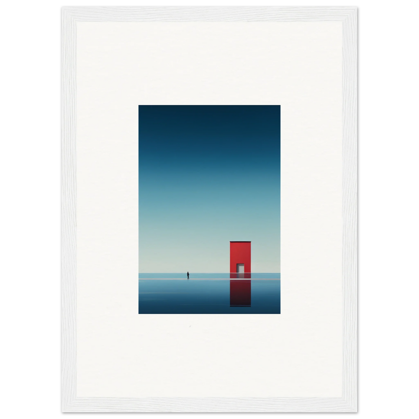 A striking red door in water, perfect for the Open Horizon special edition art™