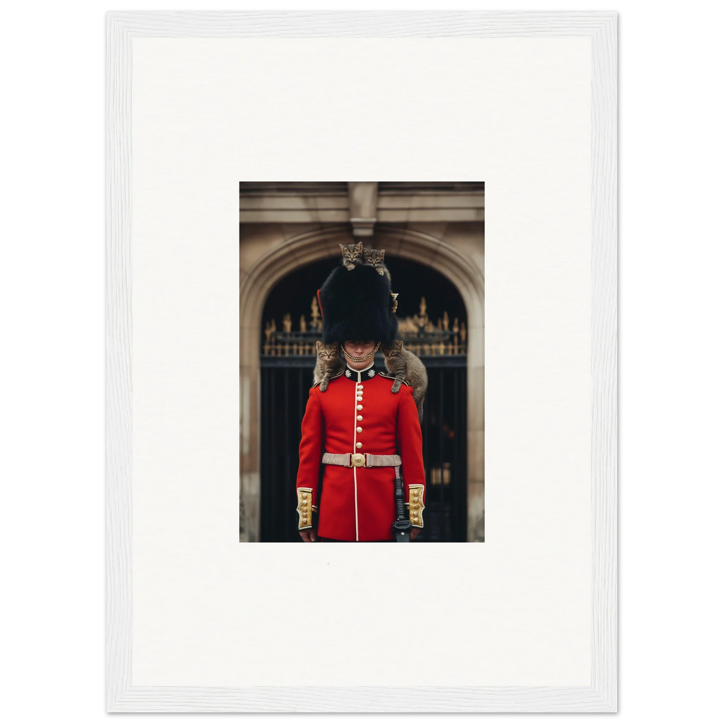 Queen’s Guard in red uniform and bearskin hat for Monarch’s Dreamaroos premium art