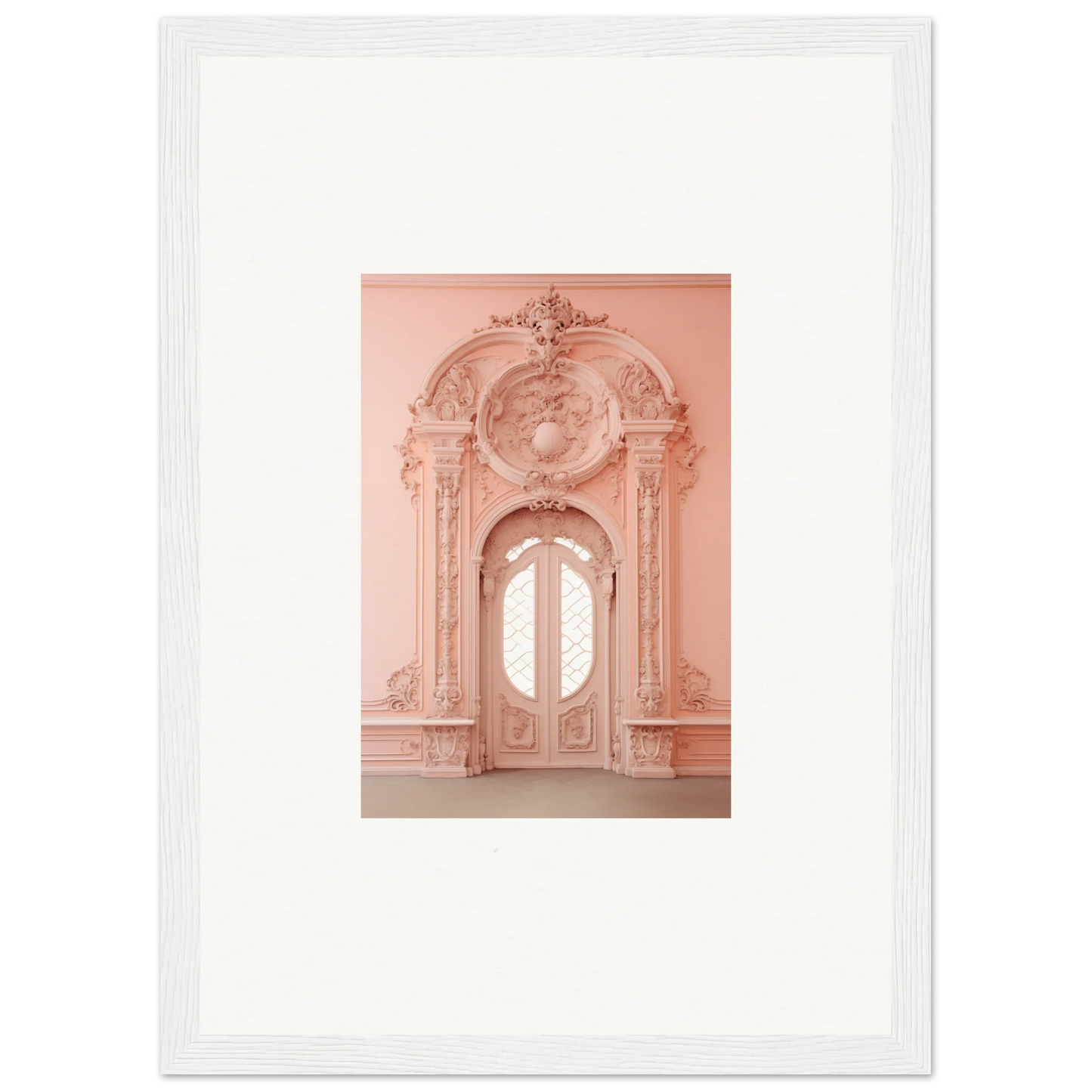 Ornate pink baroque doorway as seen in Ether Pendantia Portal framed wall art