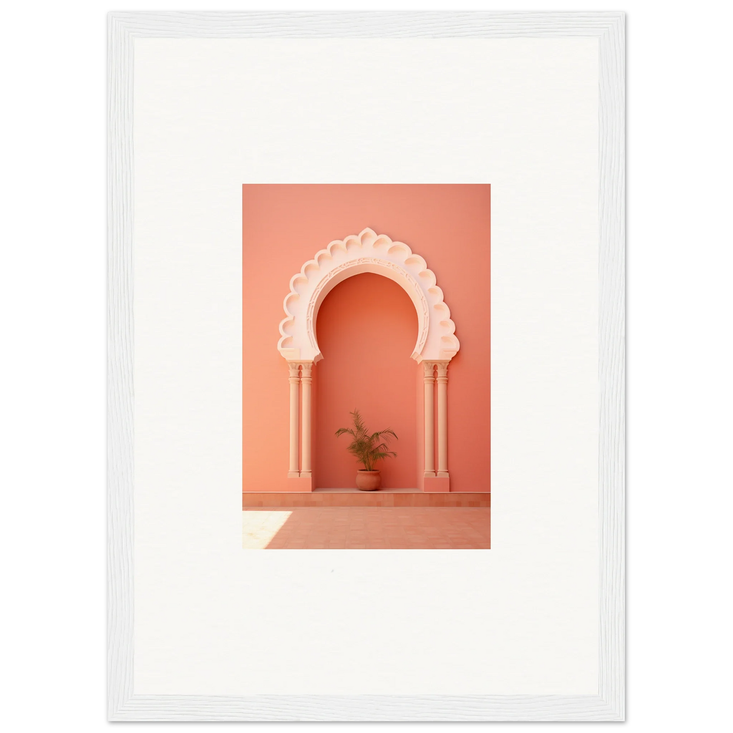 Decorative coral-colored archway of the Narco Échappatoire Portal special edition art™