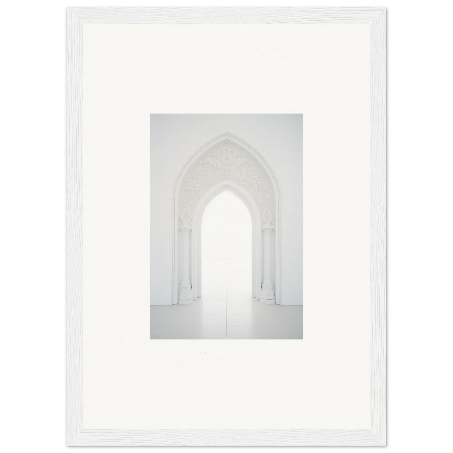 White arched doorway with Gothic-style arch in Meditative Nova Portal framed wall art