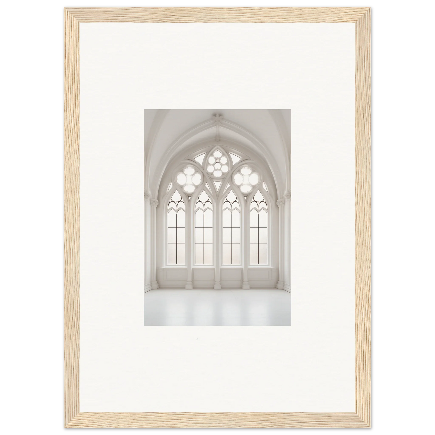 Gothic arched window with tracery in Ethereal Light Elegy framed wall art design