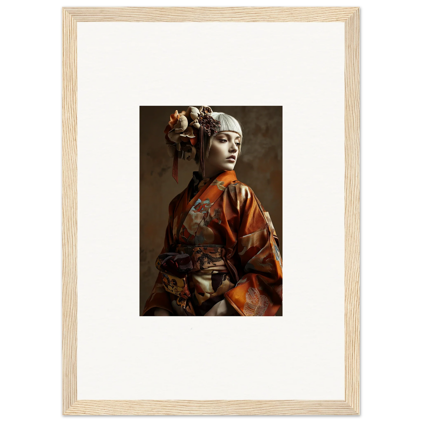 Framed portrait of a woman in traditional Asian attire for elegant room decoration