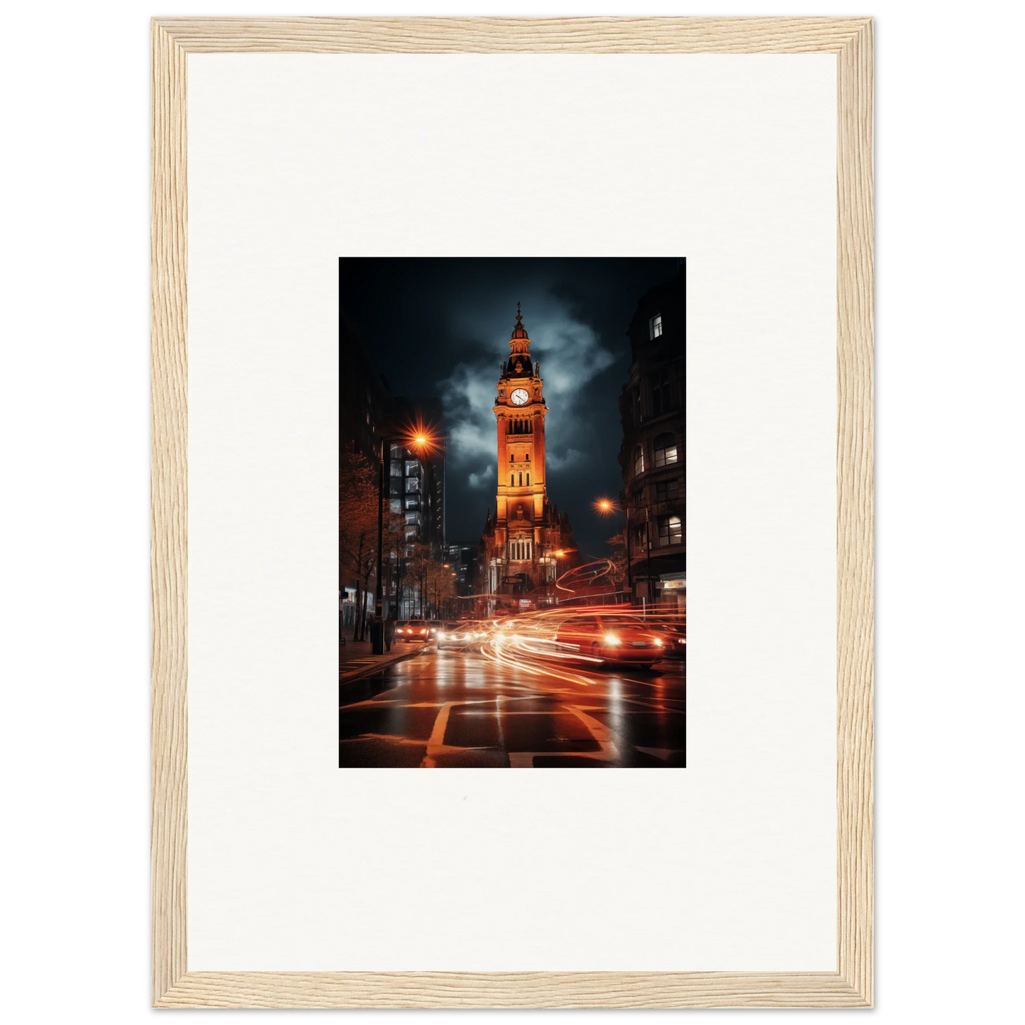 Framed photo of Big Ben at night with traffic lights, perfect for Venomous Clocklight Nrtabbat