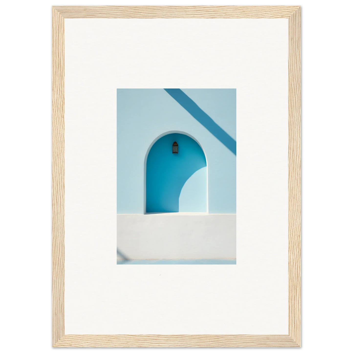 Light wooden frame with minimalist blue arched alcove photo from Elusive Solitude Clarity