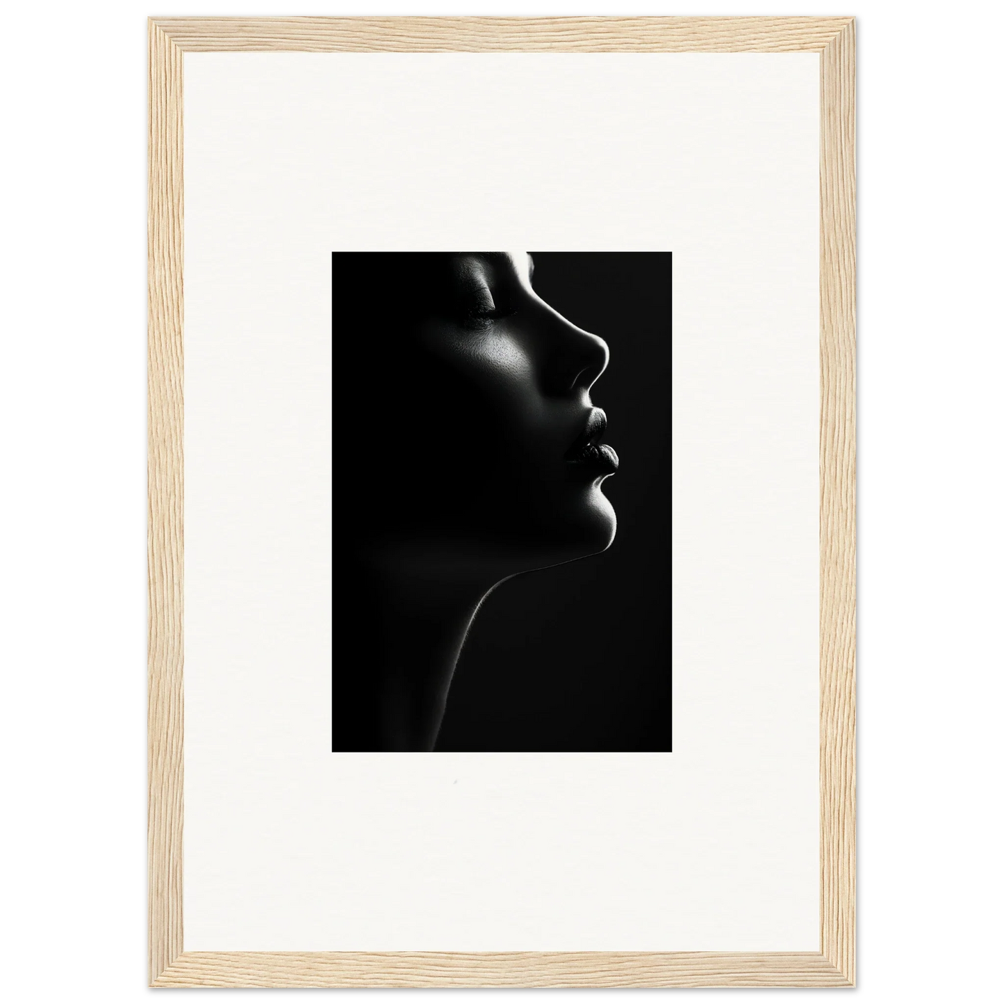 Dramatic black and white silhouette’s siren with striking rim light in premium framed wall art