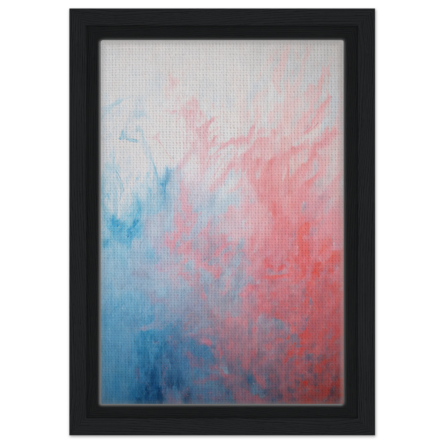 Abstract Radiant Vortex in blended blue and pink hues, framed canvas wall art for room decor