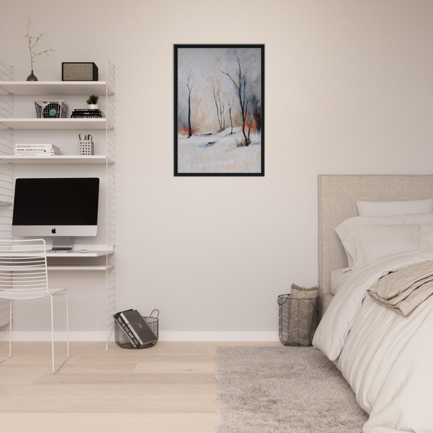 Framed canvas art of winter landscape from Abstractions of Inferno for stylish room decor