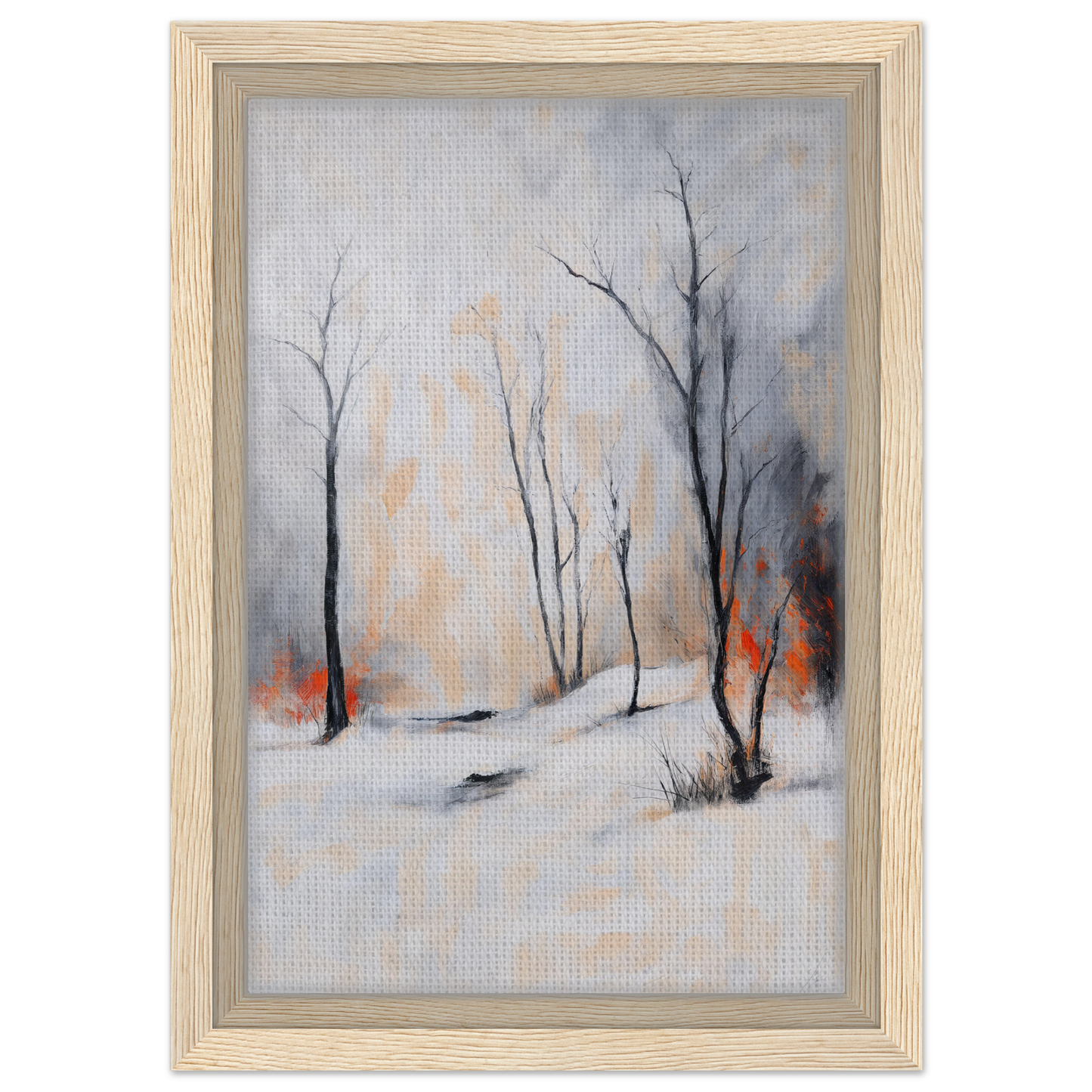Framed canvas art of a winter forest scene, ideal room decor for fashion oracle™
