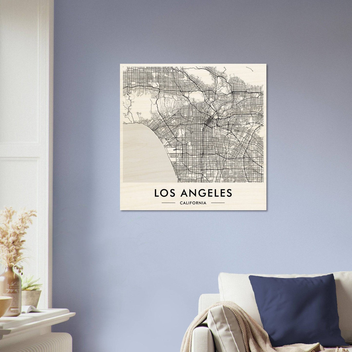 Map of Los Angeles displayed as wall art.