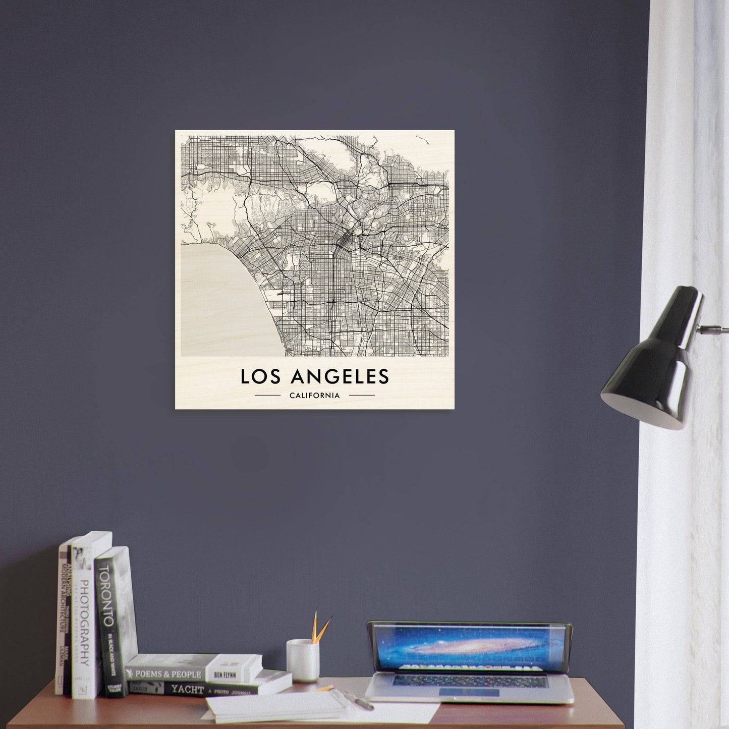 Map of Los Angeles displayed as wall art.