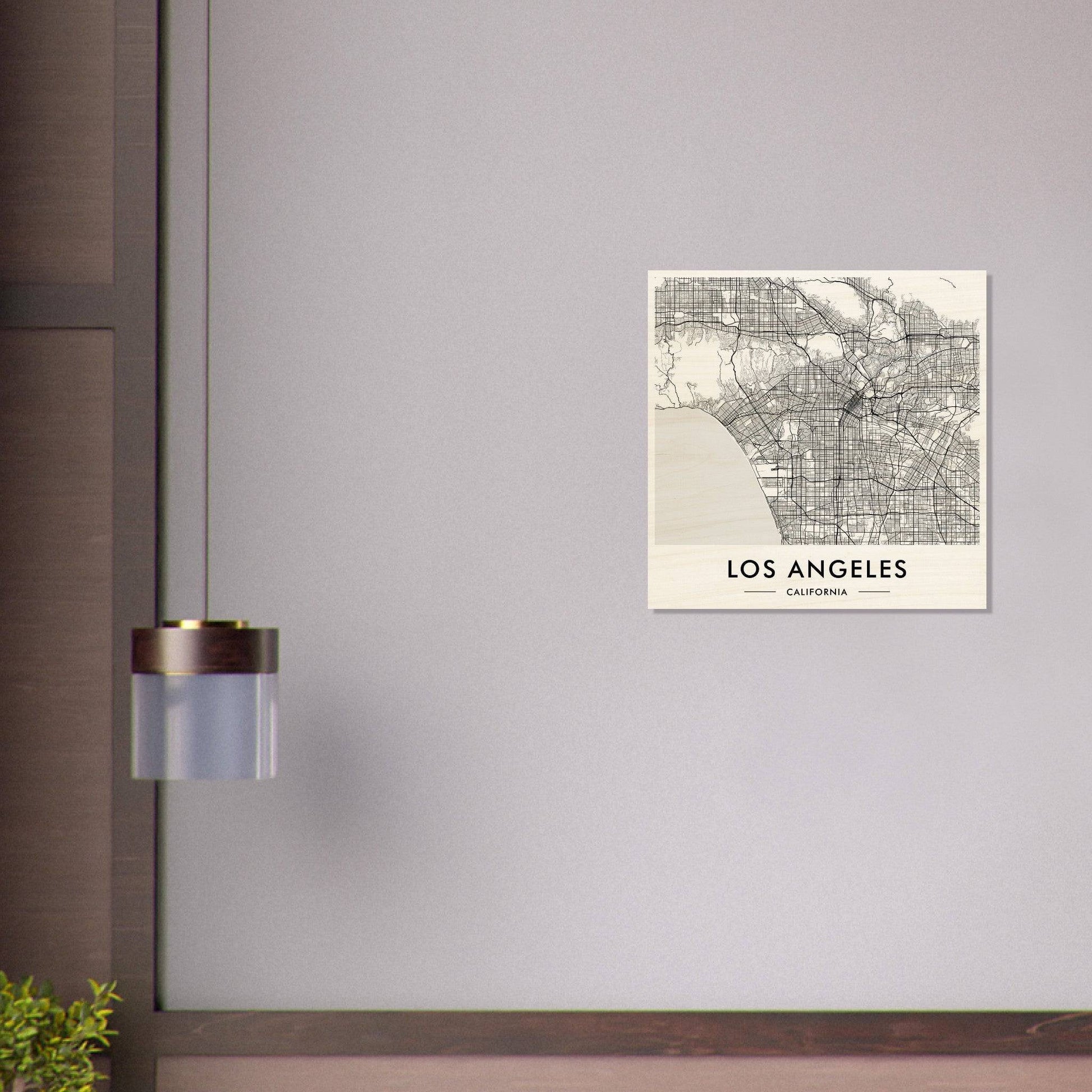Map of Los Angeles displayed as wall art.