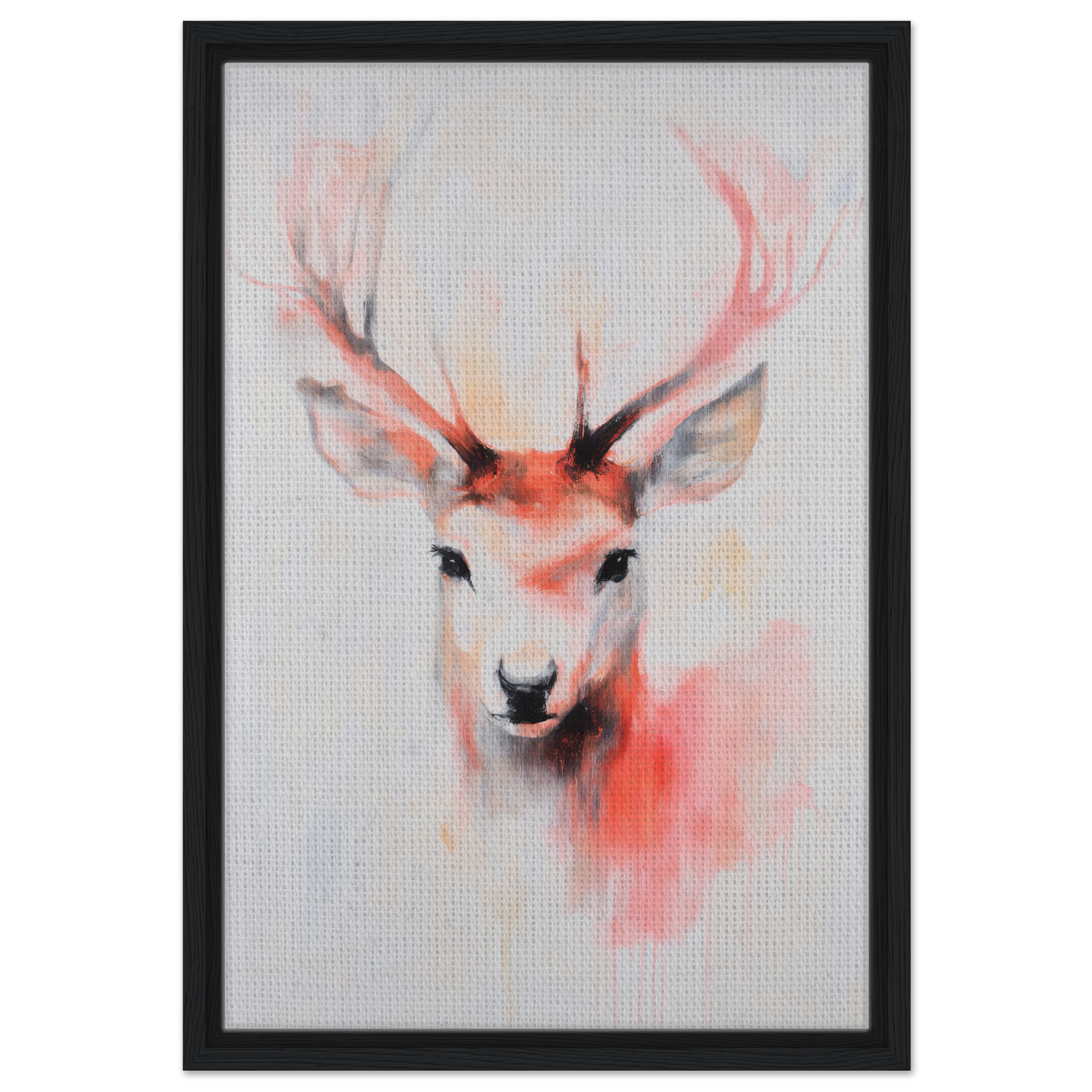 Watercolor painting of a deer head with pink antlers, Antlers Vivid Elegance decor