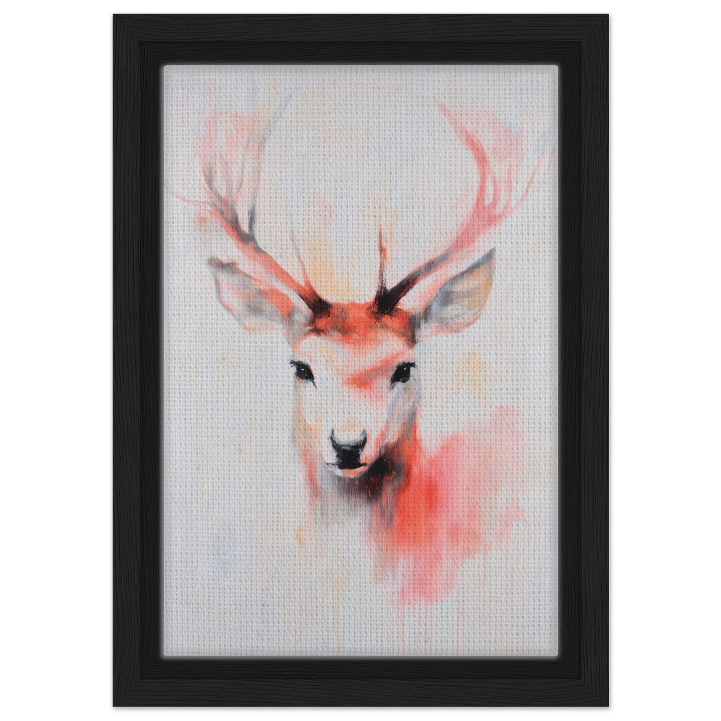 Watercolor deer head painting in pink and gray tones for antlers’ vivid elegance room decor