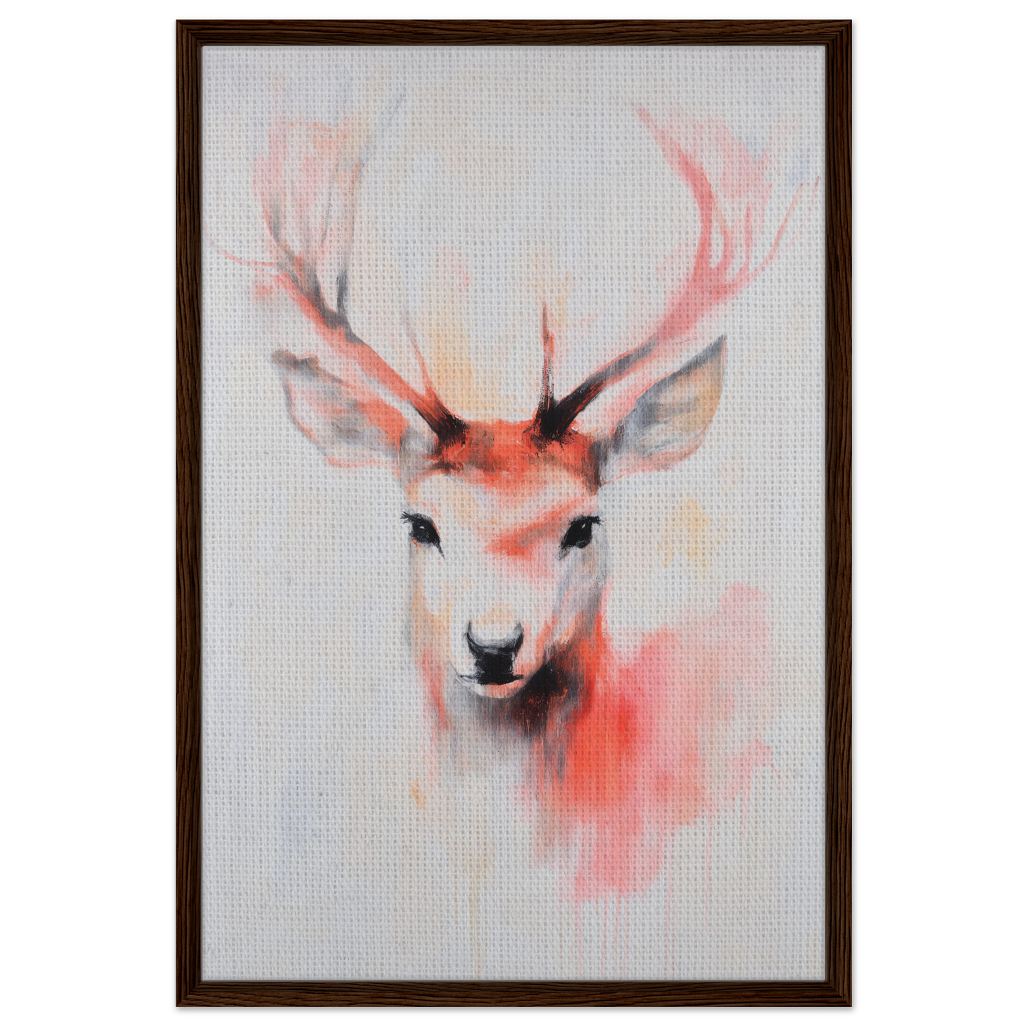 Watercolor painting of a deer head with pink antlers, showcasing Antlers Vivid Elegance