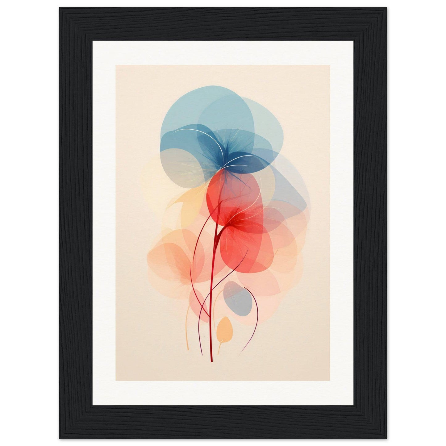 Abstract watercolor painting of overlapping translucent shapes resembling flowers or balloons.