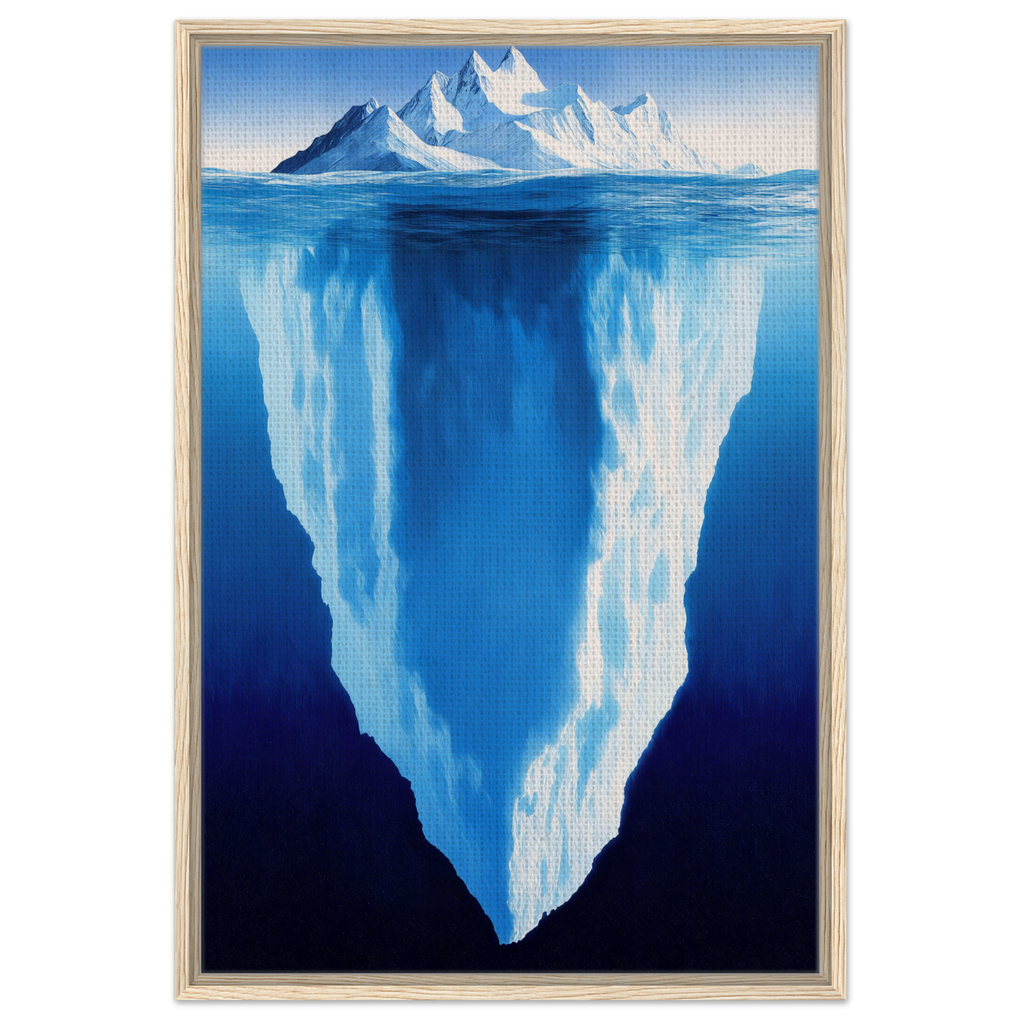 Iceberg with visible underwater portion showcased in Beneath Bluetide Illusions framed canvas print