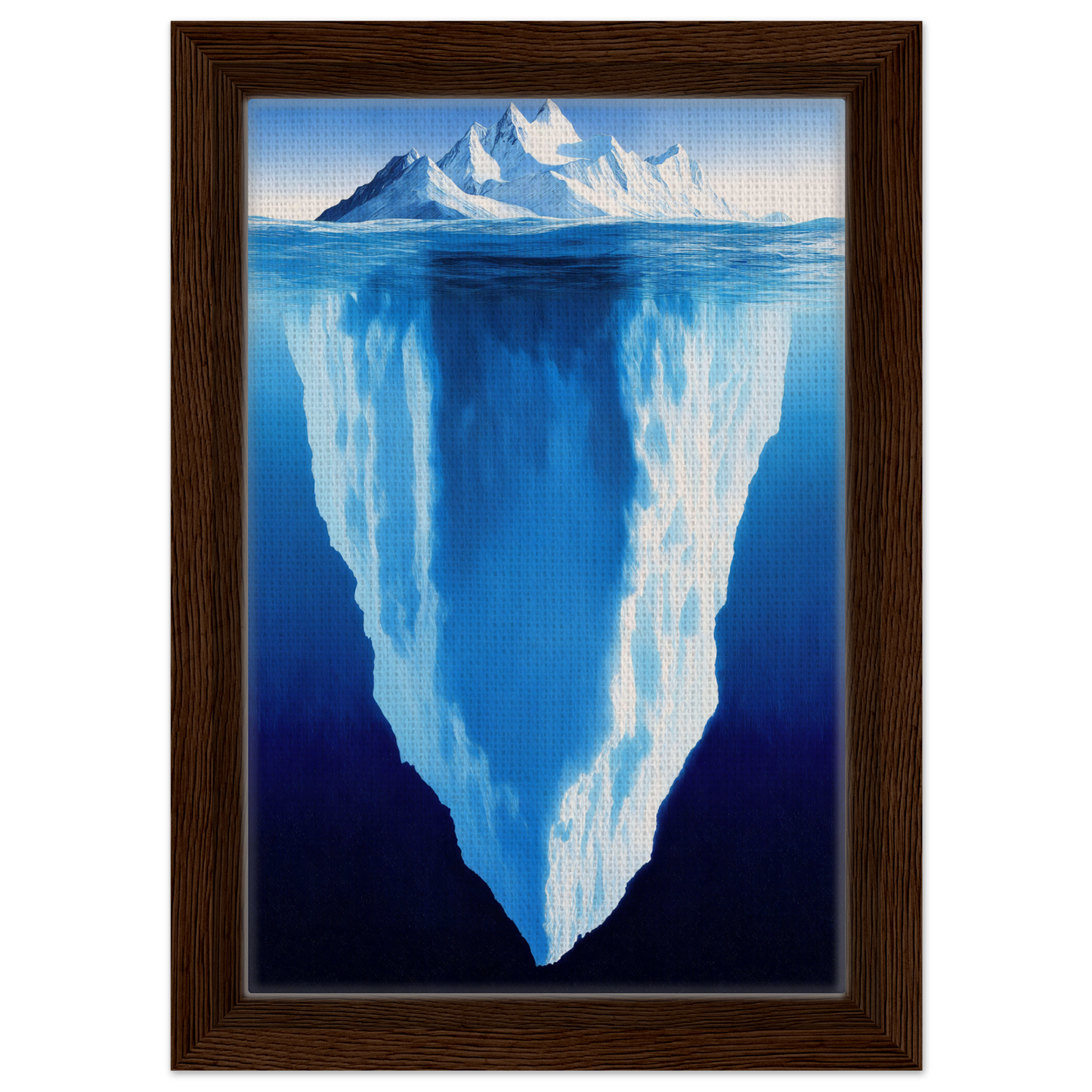 Iceberg with underwater portion featured in Beneath Bluetide Illusions framed canvas print