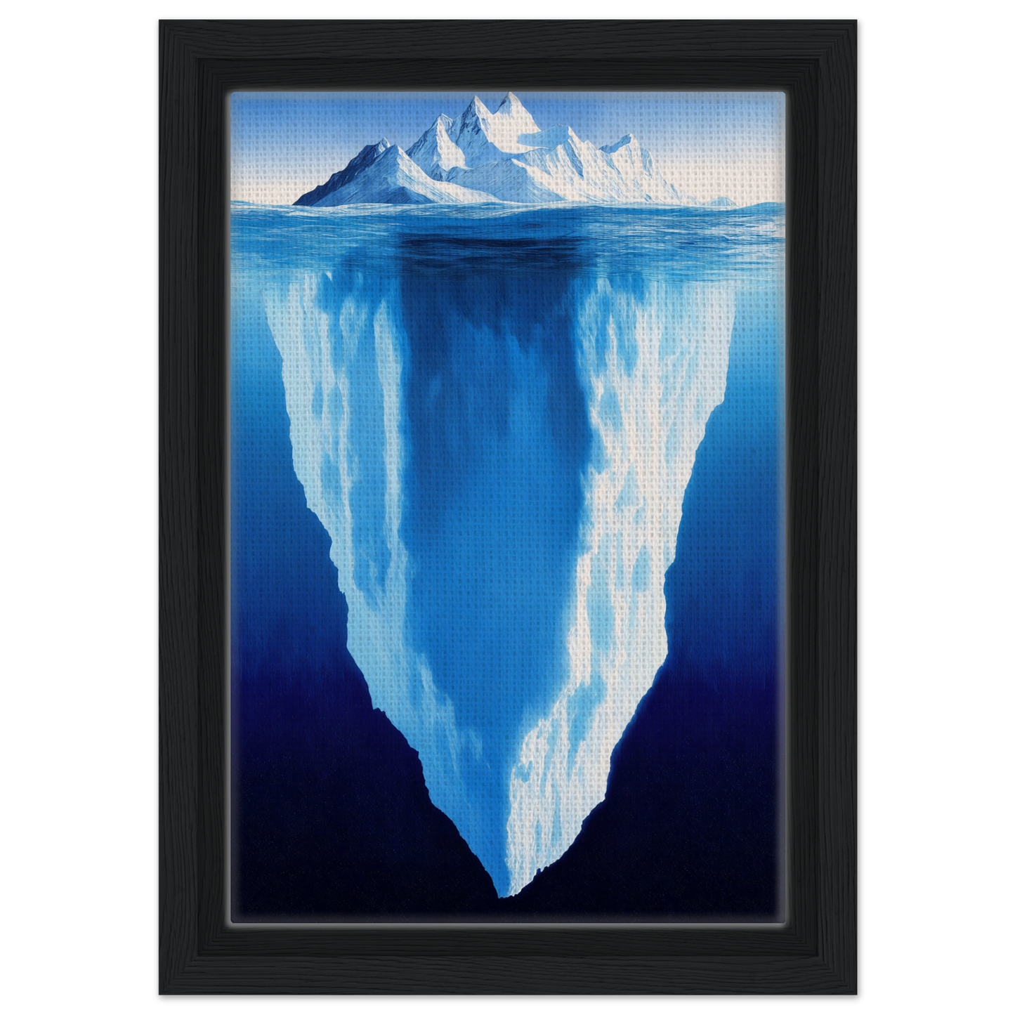 Iceberg showcasing its submerged mass in Beneath Bluetide Illusions framed canvas print