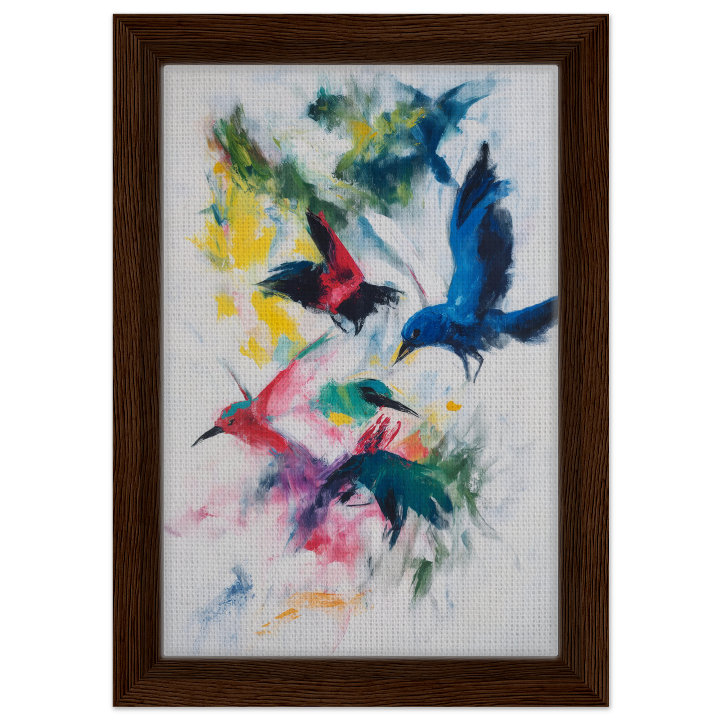 Colorful abstract painting of birds in flight from Birds Chromatic Dance collection