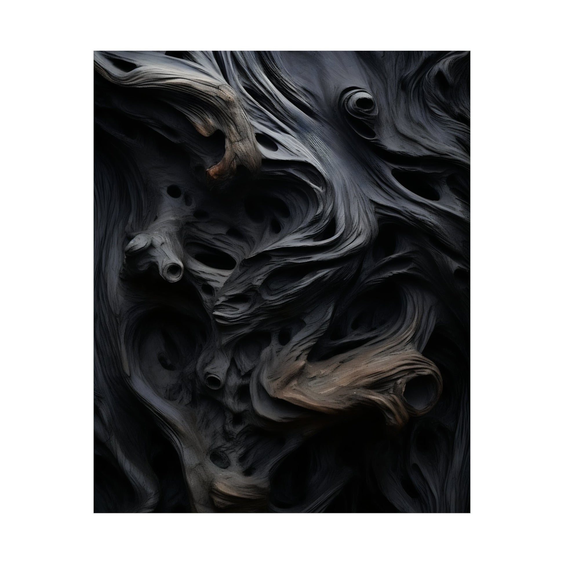 A black and white abstract painting