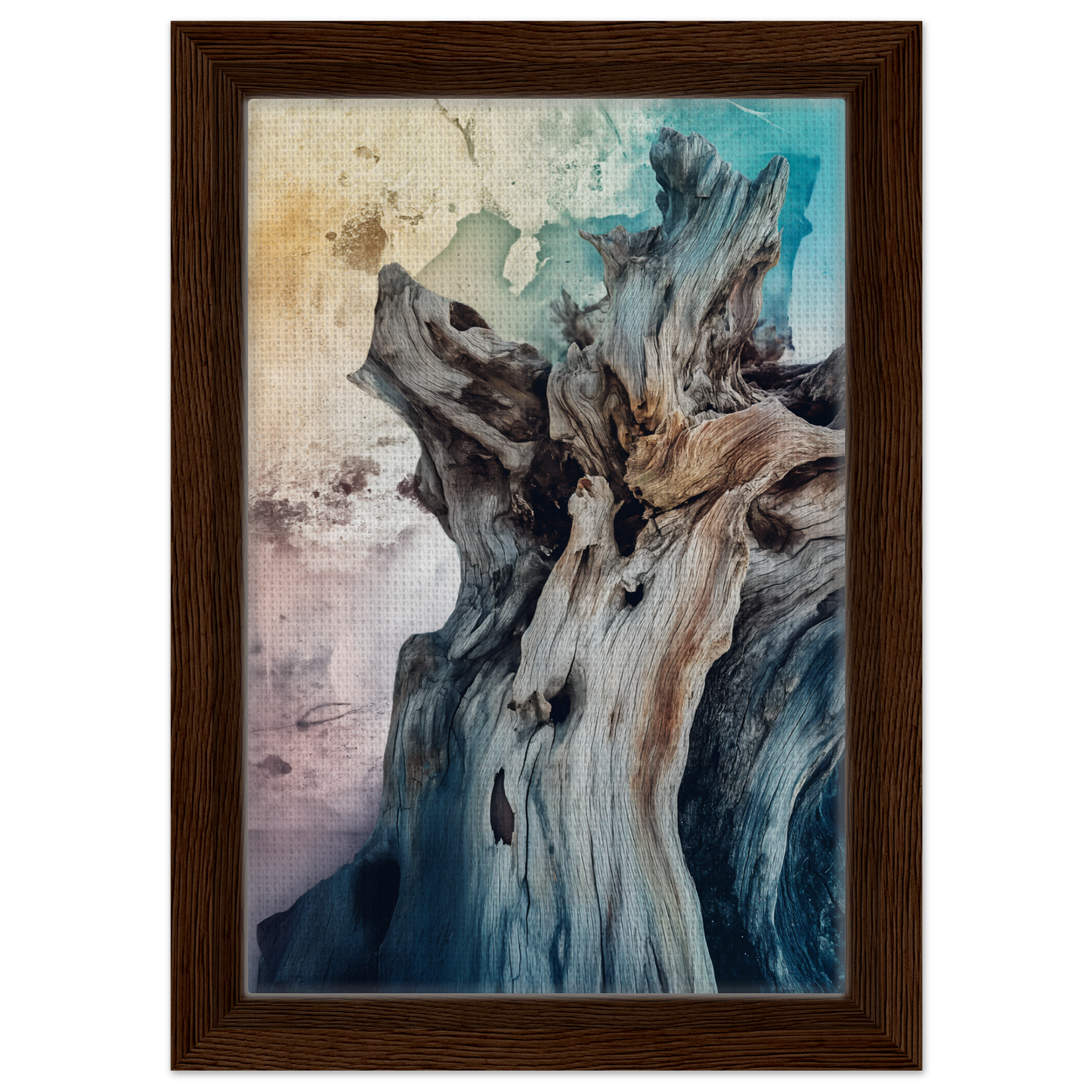 Abstract painting in muted tones for Bleached Resilient Whispers framed canvas print