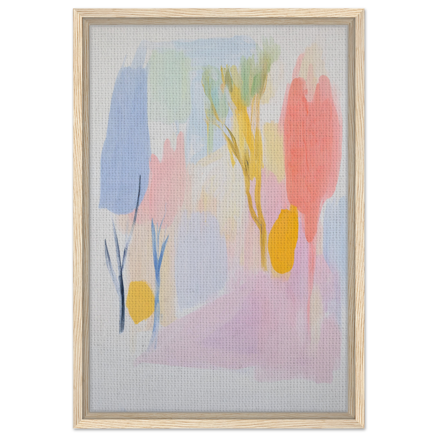 Abstract painting in soft pastel colors, part of Blissful Hues Clarity framed canvas print