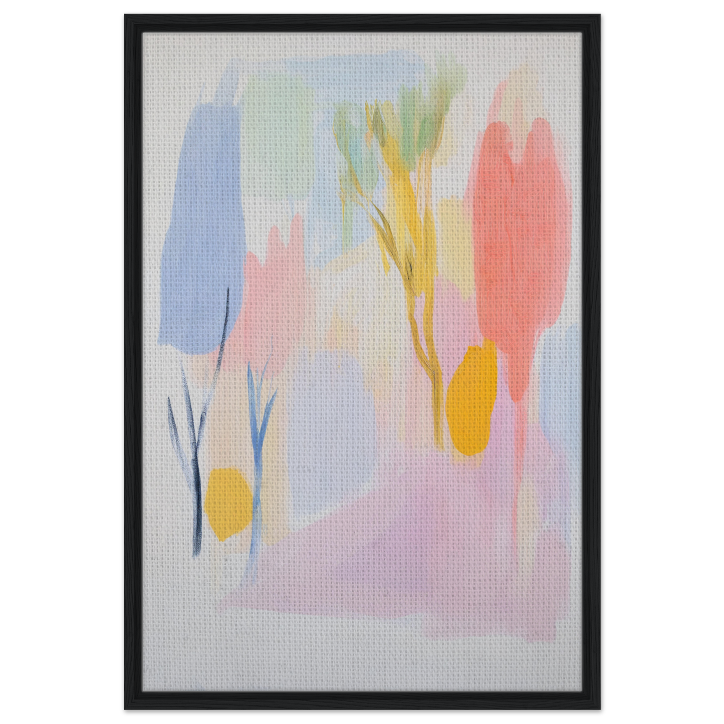 Abstract painting in soft pastel colors for Blissful Hues Clarity framed canvas wall art