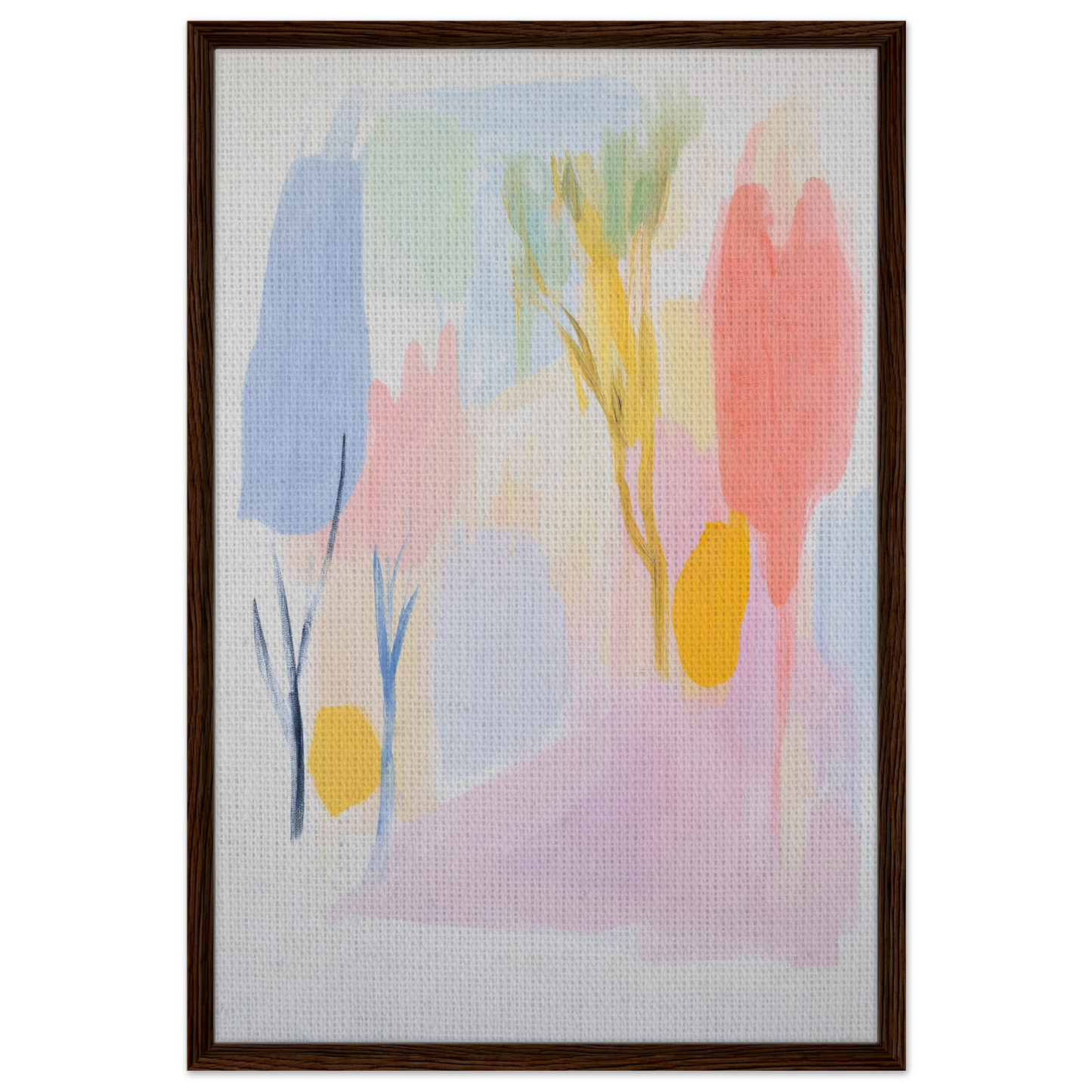Abstract painting in soft pastel colors, part of Blissful Hues Clarity framed canvas wall art
