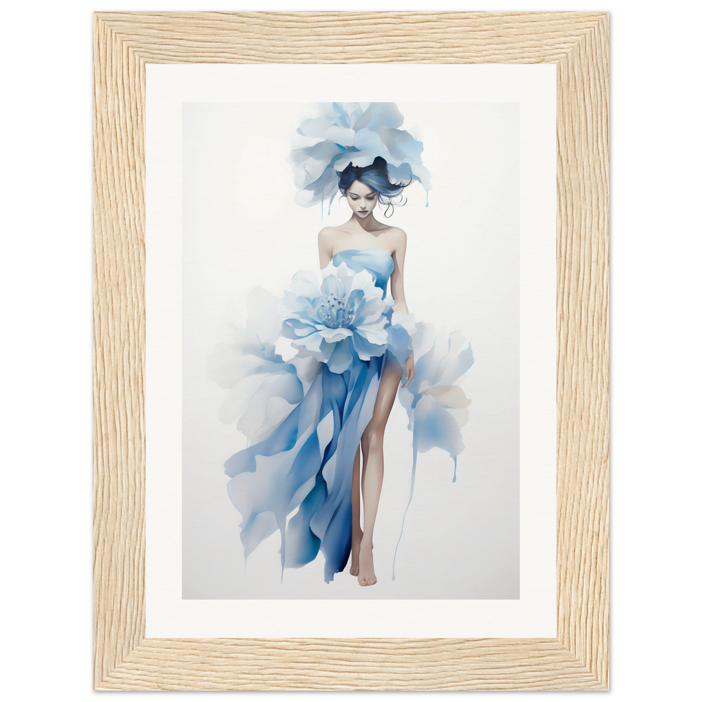 A blue dress with flowers on it