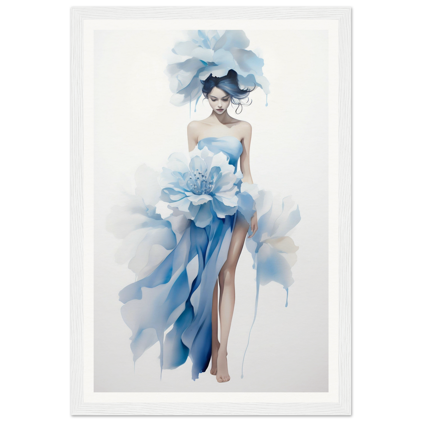 A blue dress with flowers on it