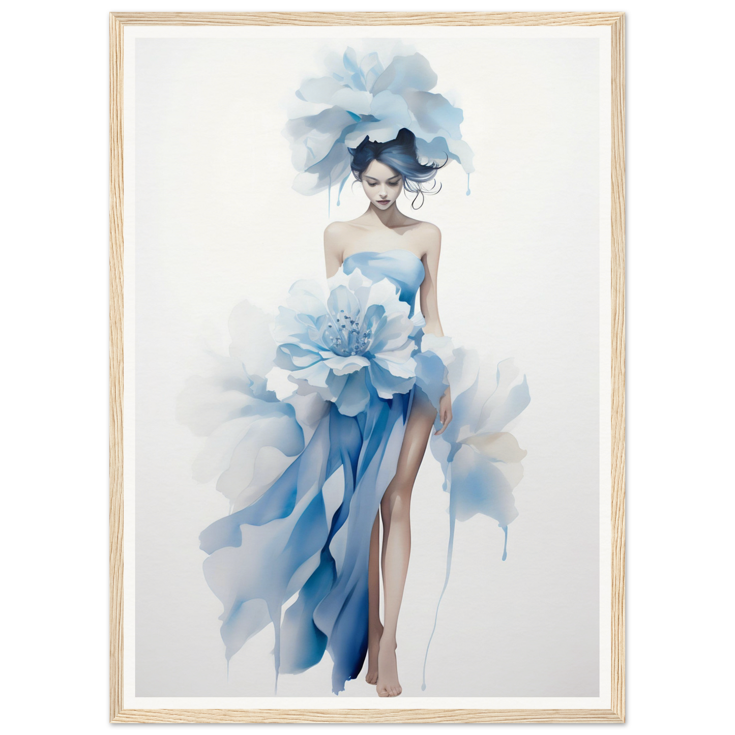 A blue dress with flowers on it