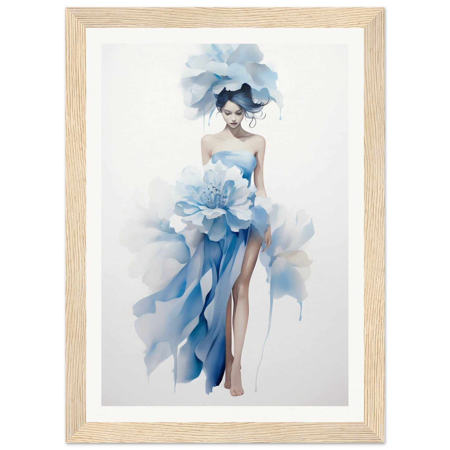 A blue dress with flowers on it