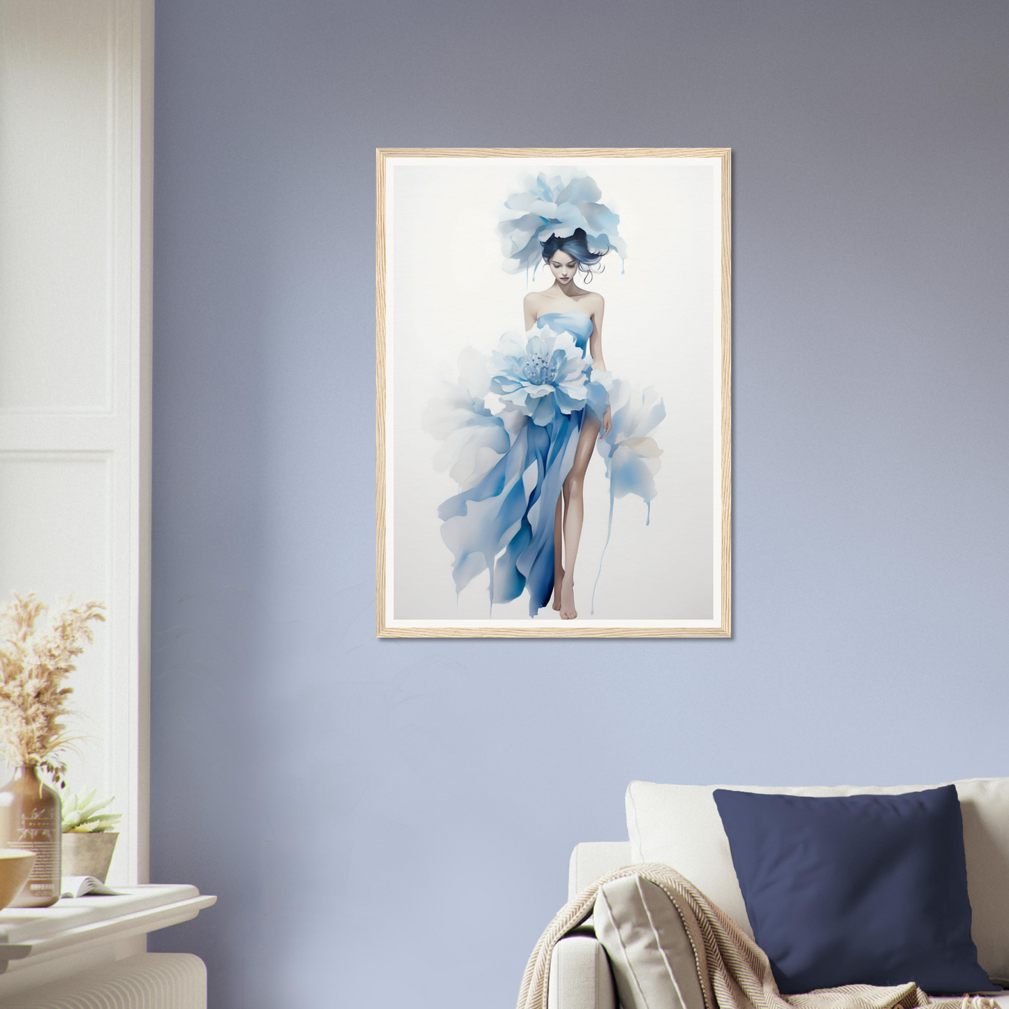 A blue and white painting