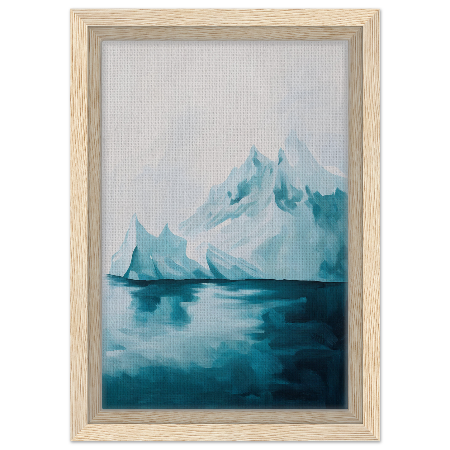 Framed painting of an iceberg in turquoise water for Blued Isolation Rapture room decor