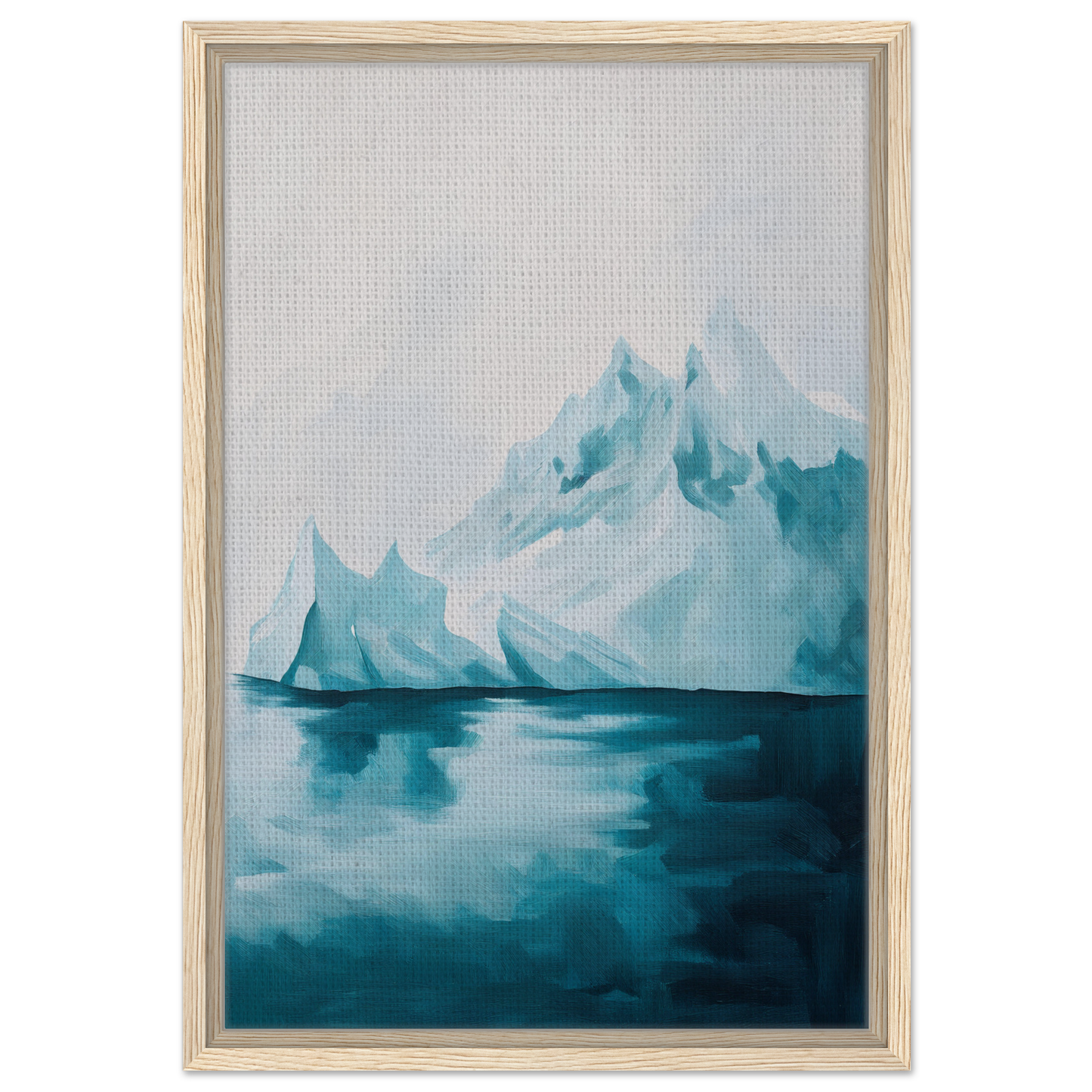 Framed canvas print of an iceberg reflecting in calm waters, Blued Isolation Rapture