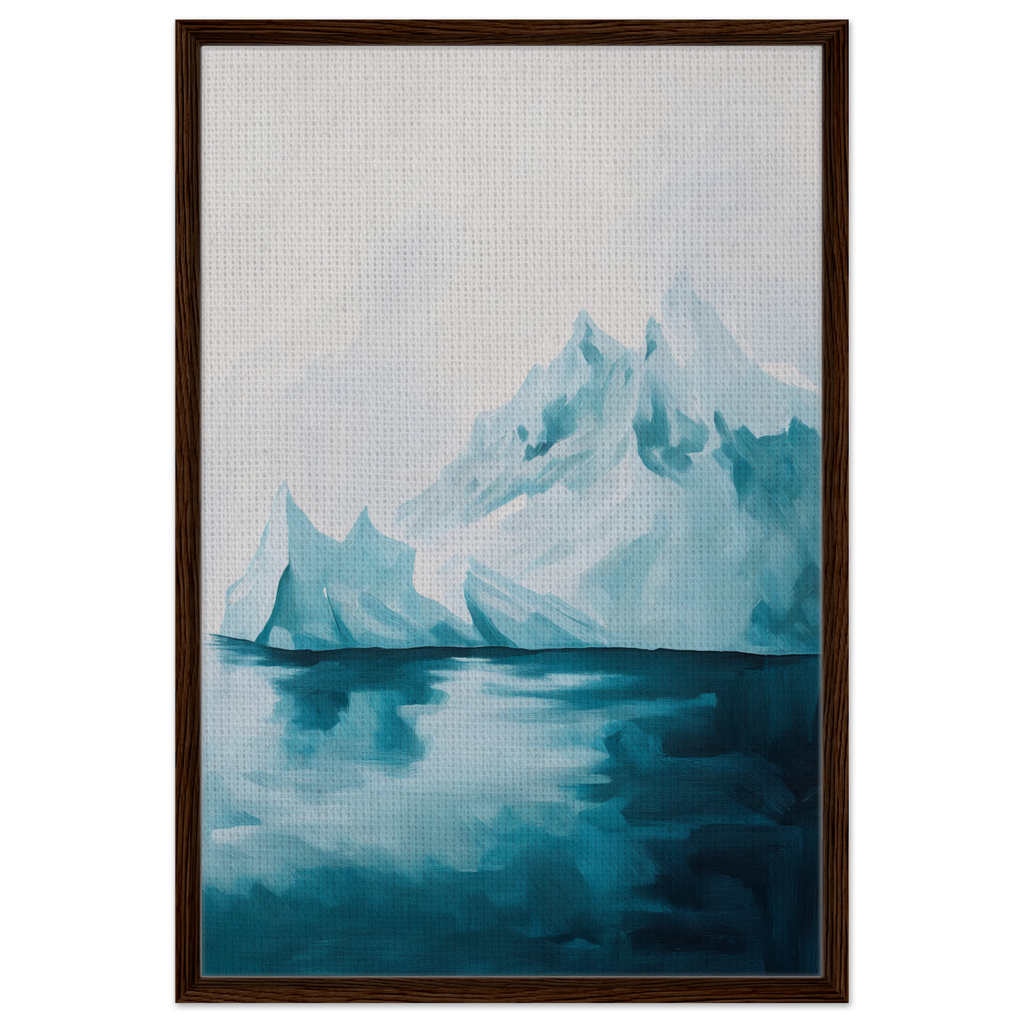 Painting of an iceberg reflected in dark blue water for Blued Isolation Rapture room decor