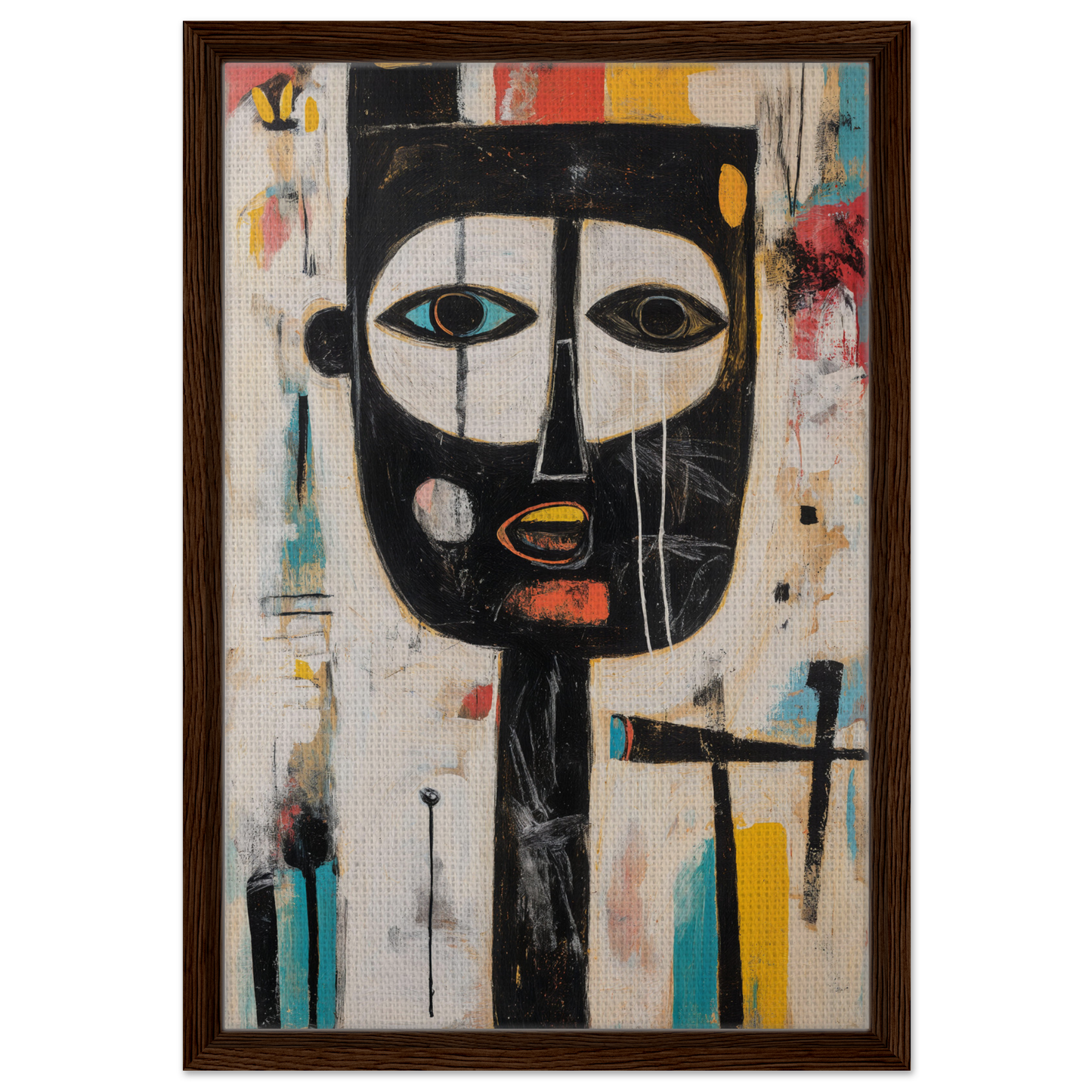 Abstract portrait of a black face in geometric style for Brushstrokes Serenade room decor