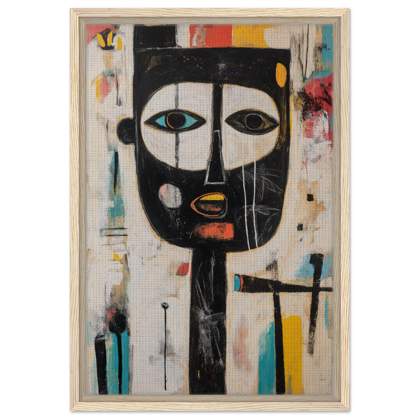 Abstract painting of a stylized face in Brushstrokes Serenade framed canvas print