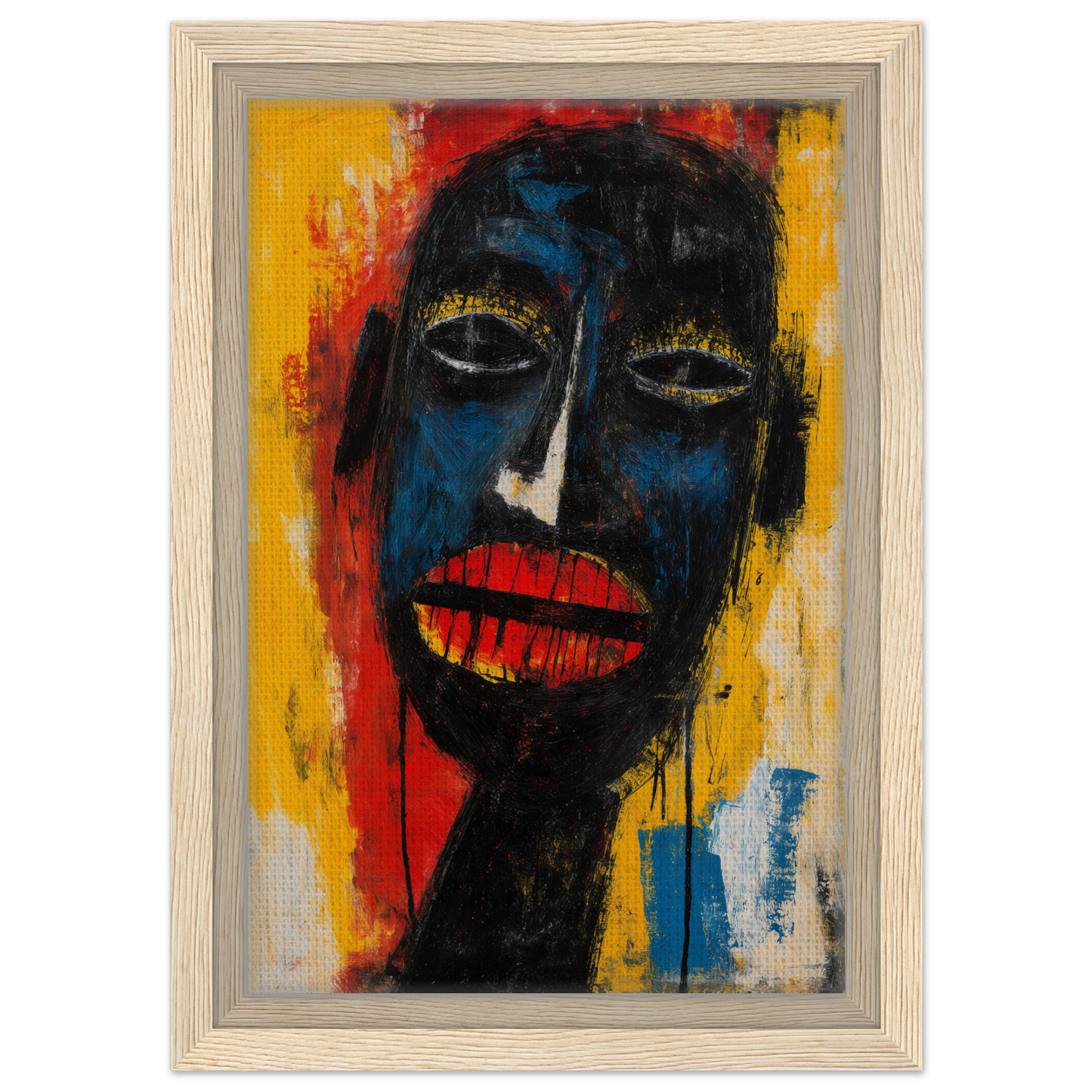 Vibrant expressionist portrait featuring Chaos Black Whisper with dark brown finishes