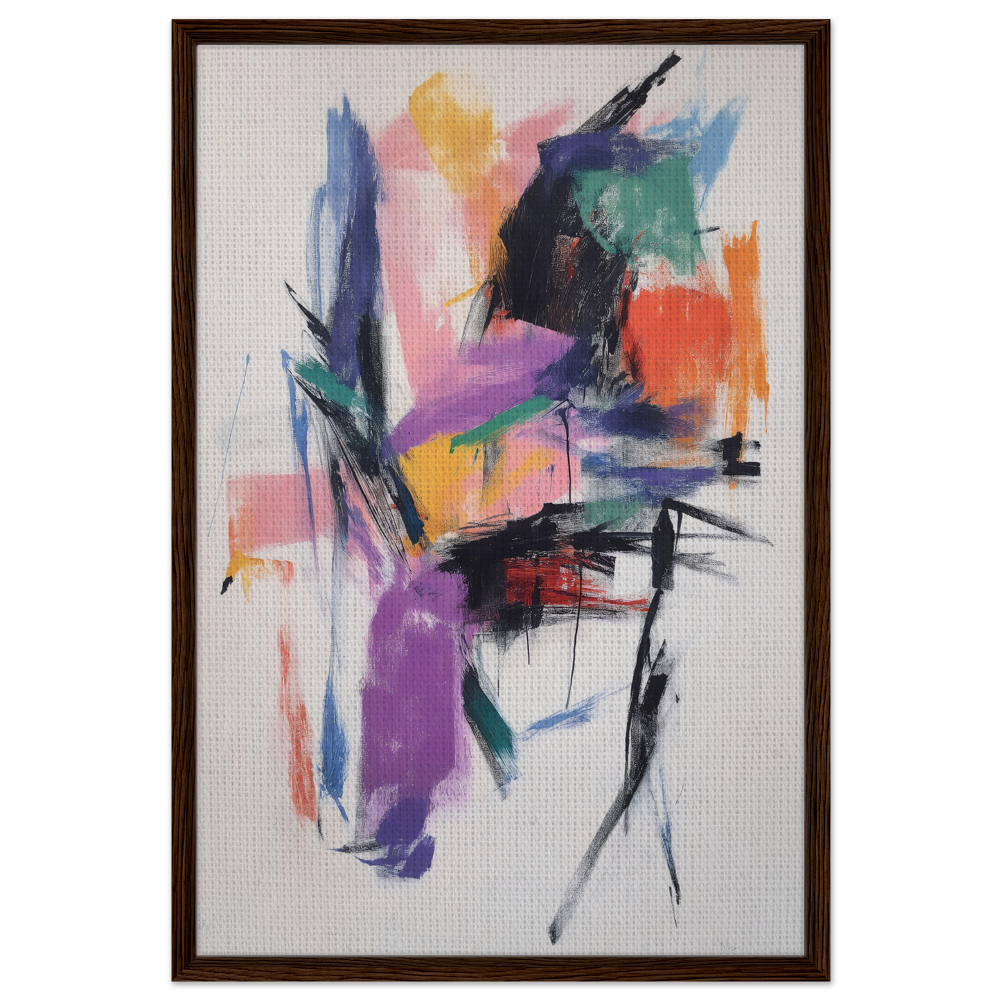Vibrant abstract painting titled Chaos Color Waltz, ideal for framed canvas art and room decor