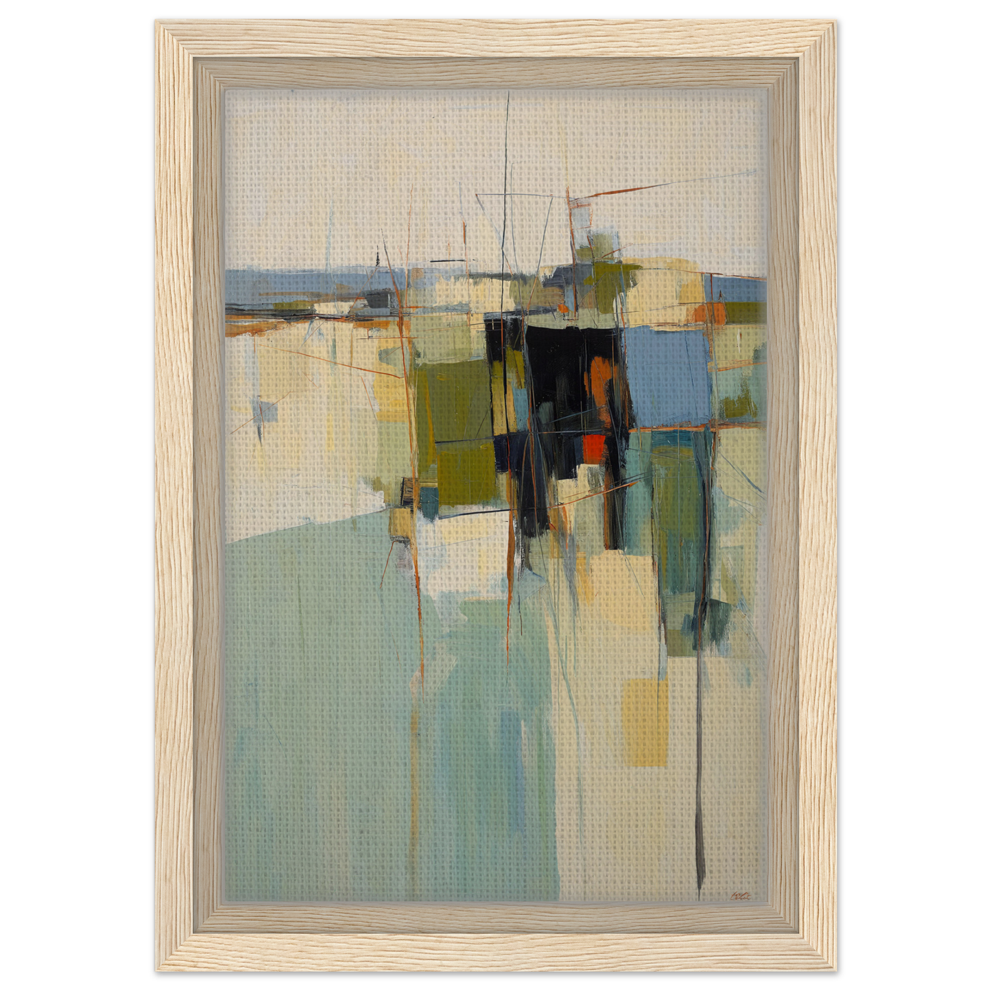 Abstract painting of Chaotic Geometric Harmony featuring muted colors for elegant room decor