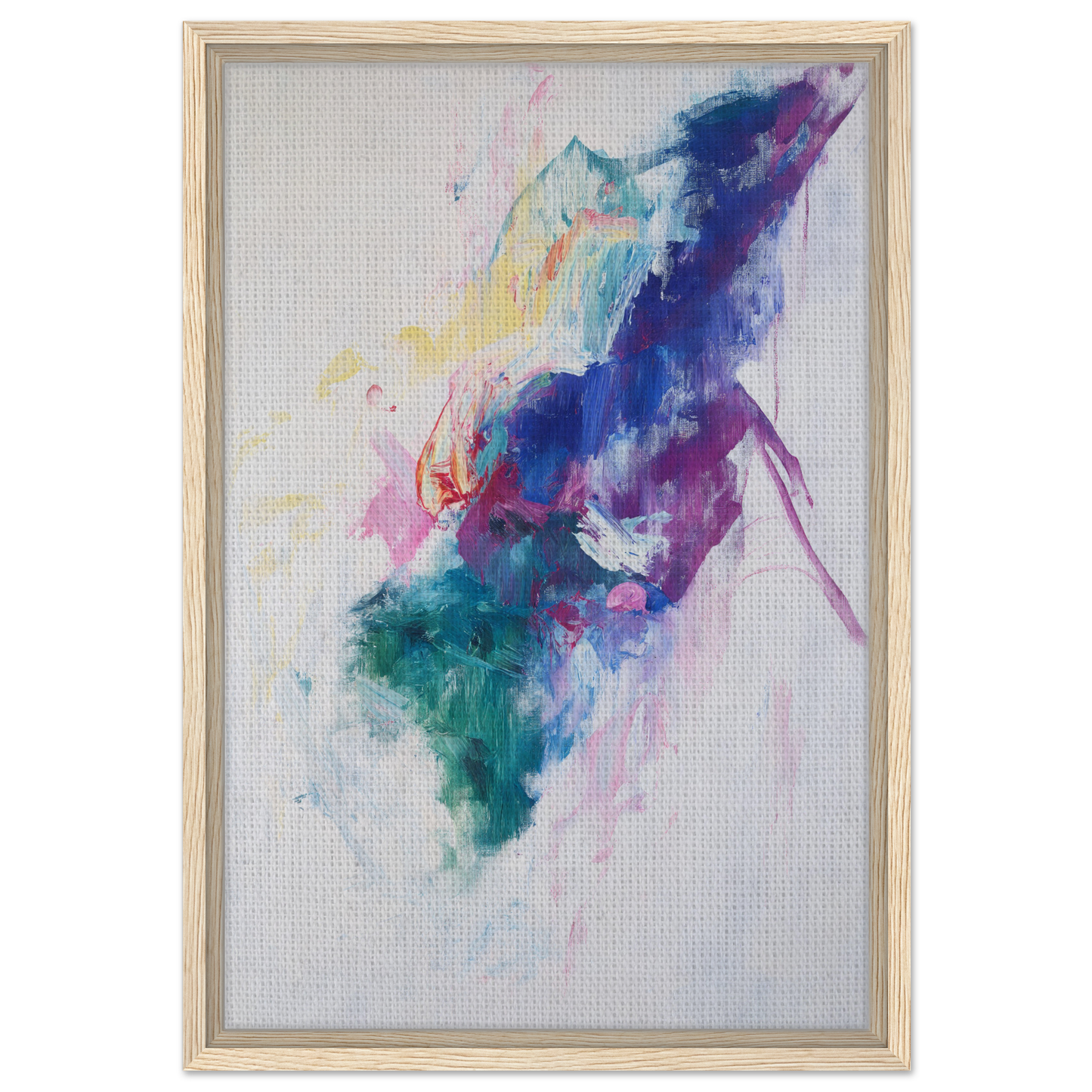 Abstract watercolor painting in vibrant hues for Chroma Winds Dance framed canvas print