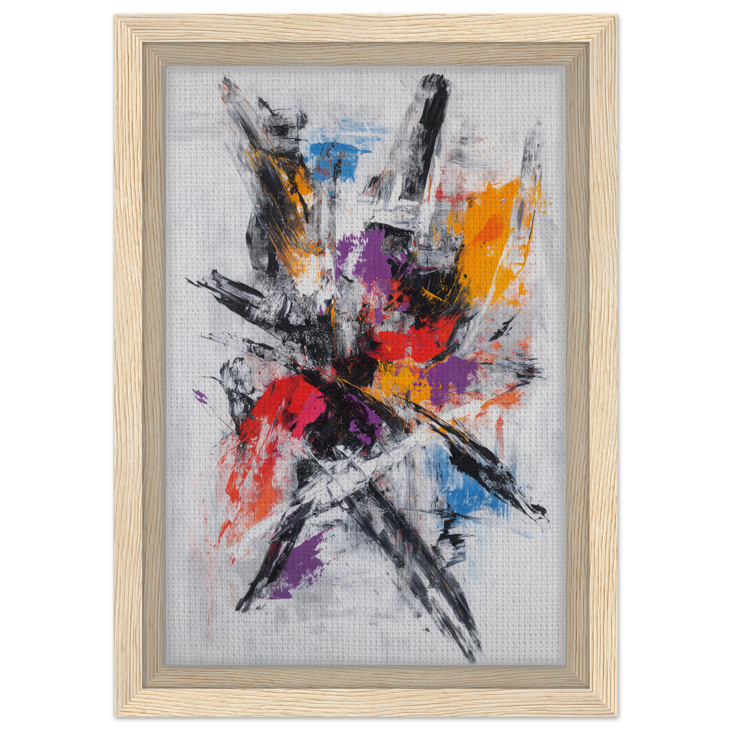 Abstract painting with bold brushstrokes in Chromatic Chaos Ballet framed canvas print