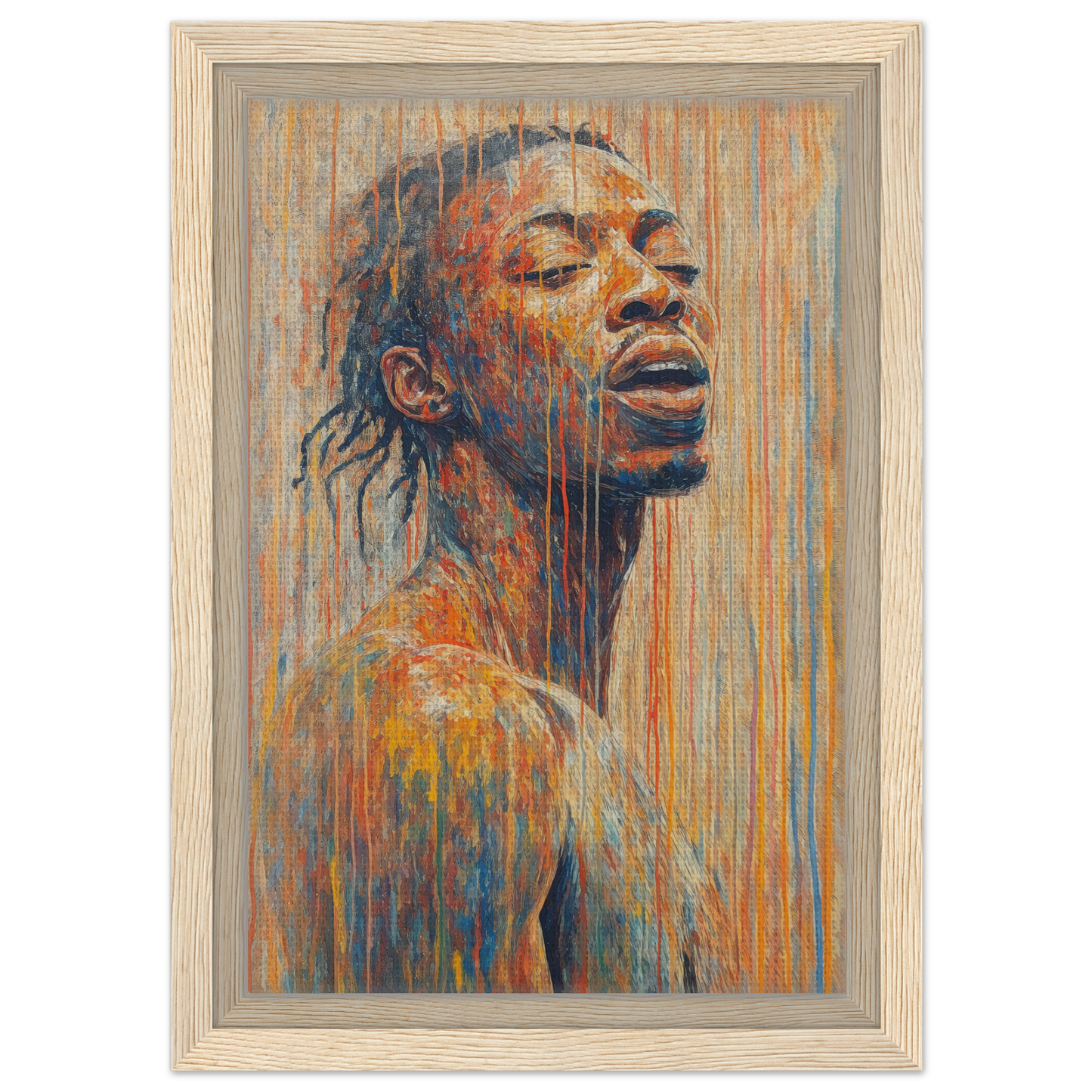 Vibrant portrait in colorful brushstrokes, ideal for modern framed wall room decor