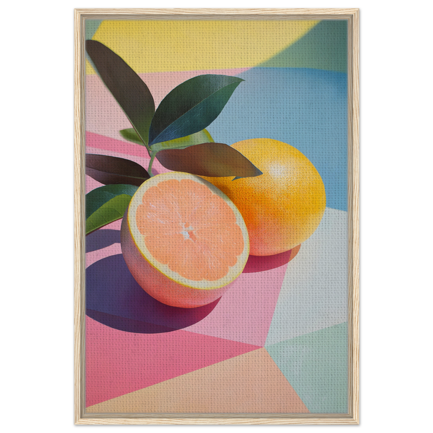 Colorful grapefruit halves with leaves in Citrus Kaleidoscope Medley for room decor